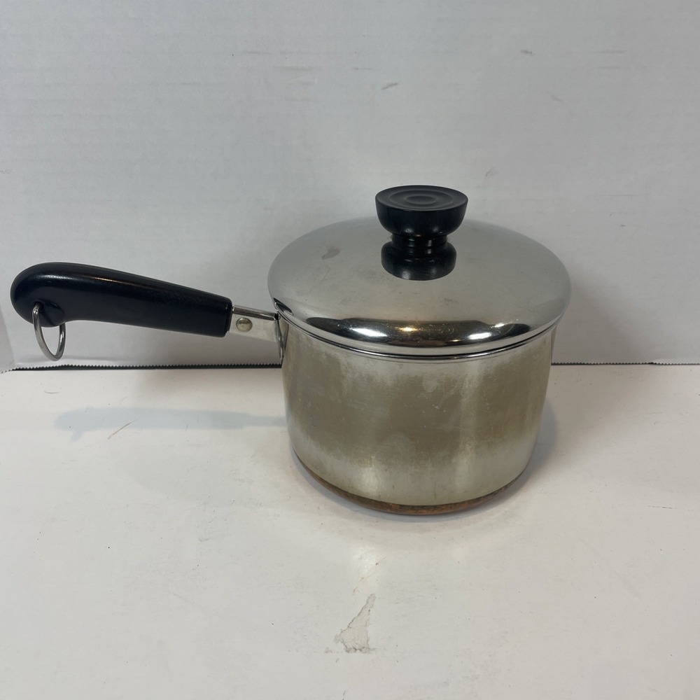 Revere Ware Saucepan 1qt Silver Copper Clad 1801 Vintage Lid Bakelite